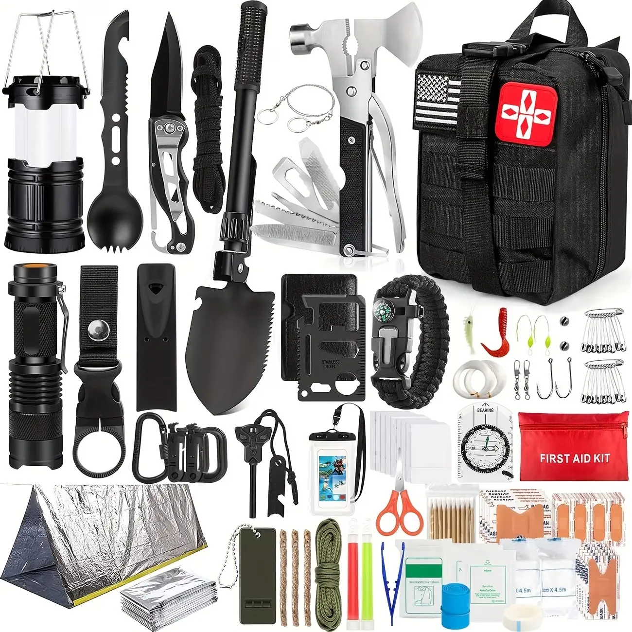 14/152/258pcs Professional Survival Gear And Equipment.Outdoor Fire Starter, Compass. Outdoor Multifunctional Tool.for Men Dad Husband Who Likes Camping Outdoor Adventure -Best Gifts For Men Women On Christmas