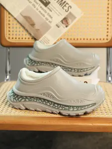 Women's Outdoor Sports Fall Winter New Couple Hole Shoes Cotton Thick Coconut Tree Slippers Casual Breathable Slides Height Increase Fashion Trendy Non-Slip Wear-Resistant