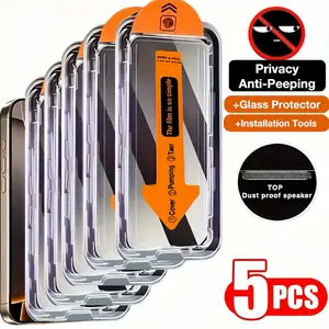 5-Pack Screen Protector for Apple iPhone 17 Air/16/15/14/13/12/11 Pro Max/Plus/Mini, Tempered Glass, Anti-Scratch Privacy Protection, Easy-to-Install Bubble-Free Durable Design, Fits Models 11 to 16