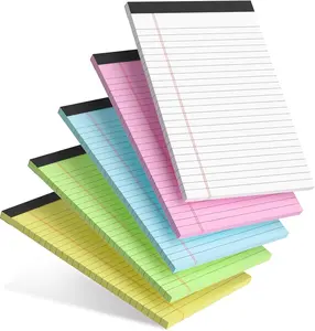5-Pack Small 5×8 Notepads – College Ruled, Perforated Legal Writing Pads for School & Office (30 Sheets Each, Assorted Colors)