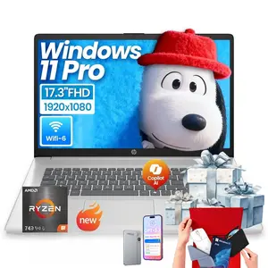 HP 17-inch Laptop for Business and Student -  up to 32GB RAM, 512GB SSD, AMD Ryzen 5 7430U, Windows 11 Pro, Wi-Fi 6, Fast Charge, 17.3” FHD Anti-Glare Display,Bundle Accessory