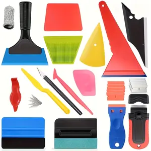 Vehicle Tint Squeegee PPF Tools Car Wrap Kit Corner Shank Scraper Window Water Wiper Knife Blade Cutter Car Paint Protective Film Wrapping Kit Window Tint Tools PPF Installation Kit
