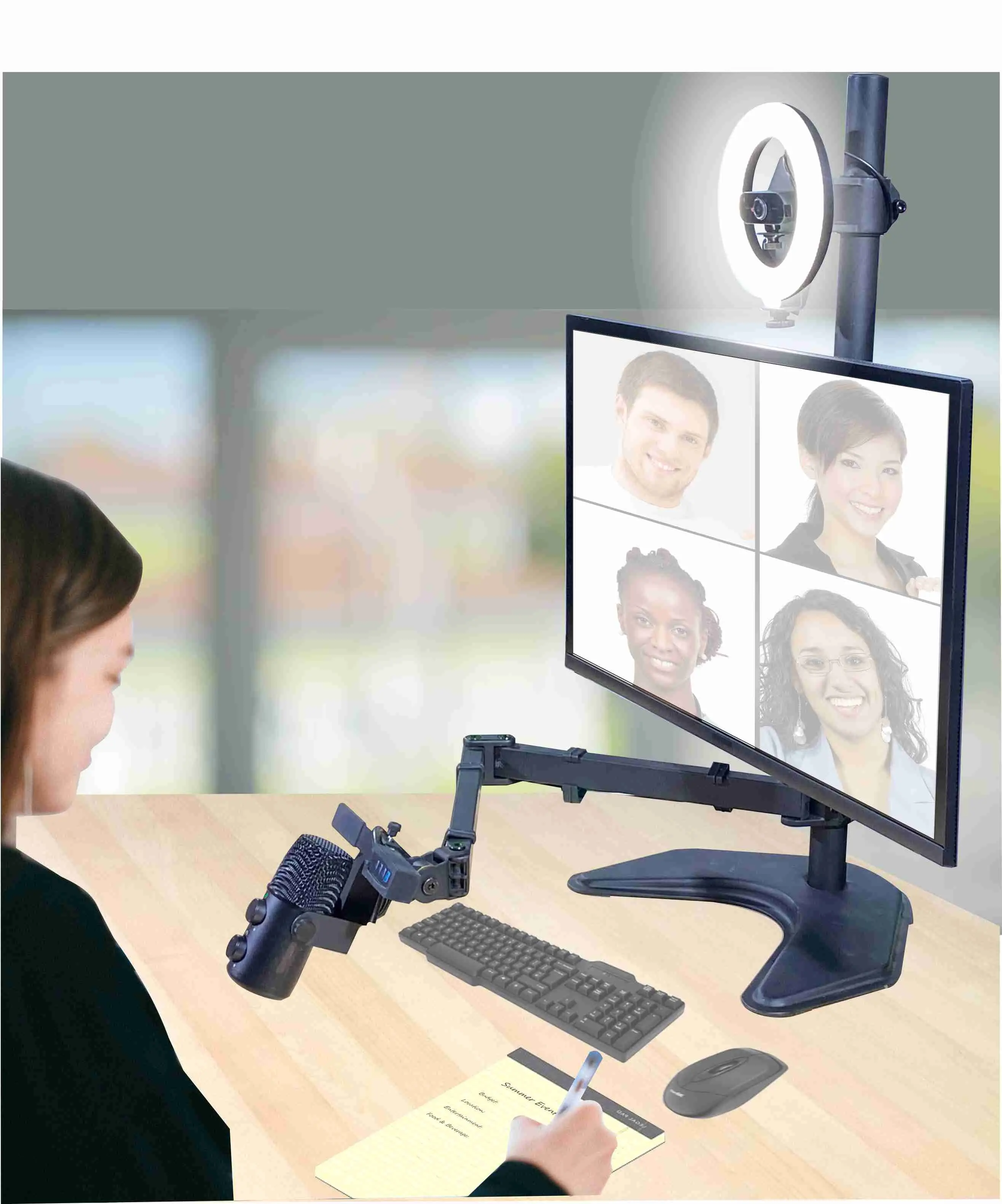 ALLCAST All-in-1 Streaming & Podcasting Kit - Microphone, Webcam, Ring Light, Stand, USB Hub, PC Monitor Mount for Gaming Enthusiasts