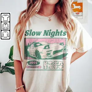 Vintage Slow Night JDM tee,-JDM-shirt,-90s-JDM shirt, car shirt, 90s car shirt, Evo T-Shirt