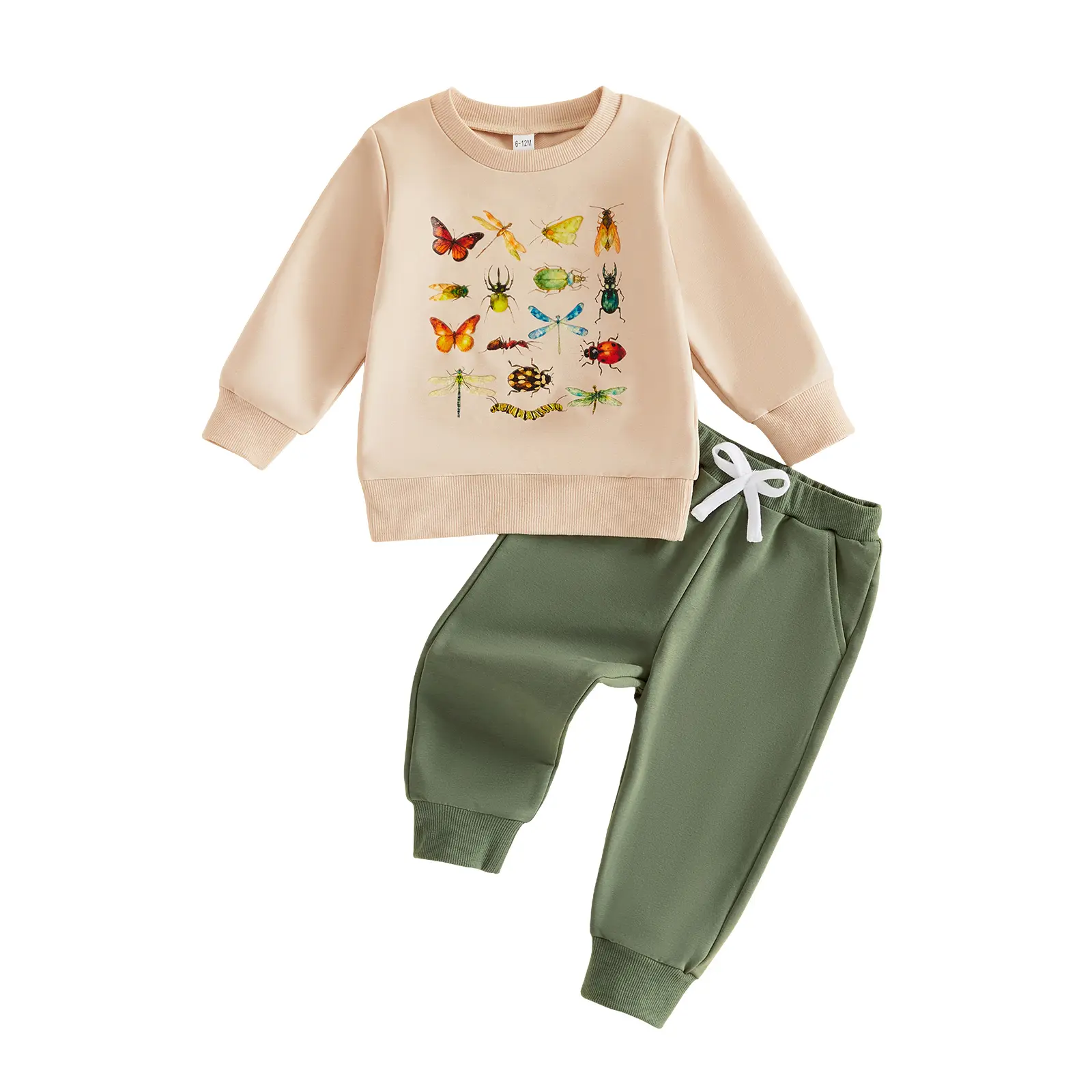 Toddler Baby Little Boy Fall Winter Outfit Long Sleeve Insect Print Sweatshirt and Jogger Pants Set 1-6 Years