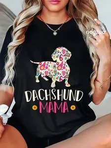 100%25 Cotton Unisex Mothers Day Gift Wiener Mom Weenie Dog Vintage Dachshund T-Shirt Casual Top