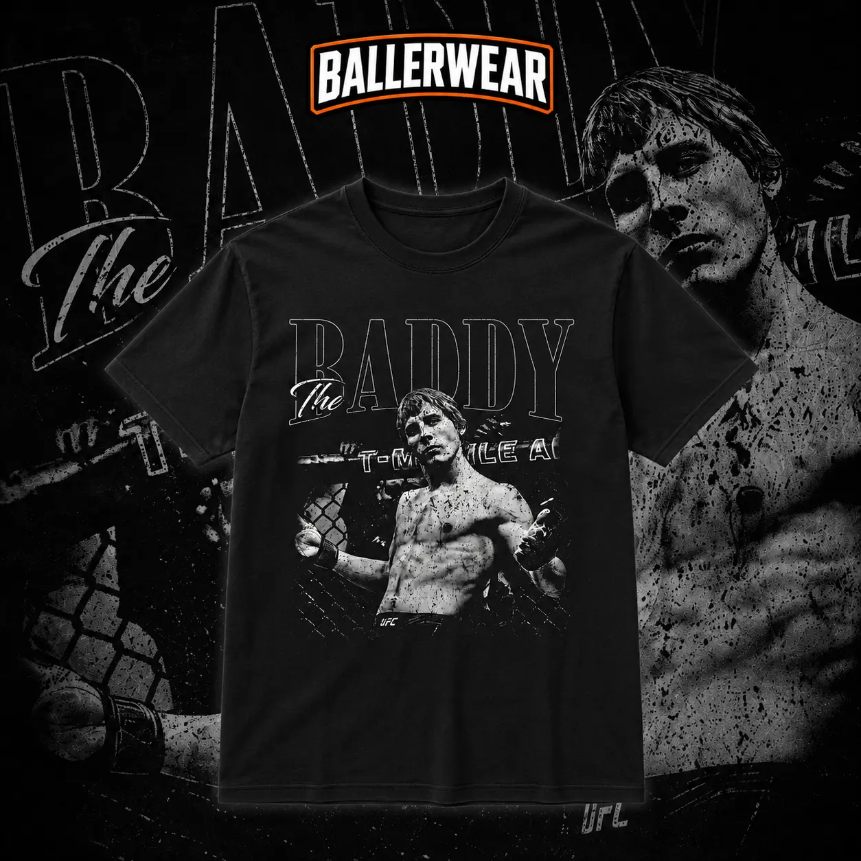 BALLERWEAR Paddy "The Baddy" Pimblett T-shirt - Sweatshirt - Hoodie, UFC Paddy Pimblett Tee, UFC Sports Shirt, UFC Vintage Cotton Tee, UFC Merch, Casual T-Shirts Top Short Sleeves Print