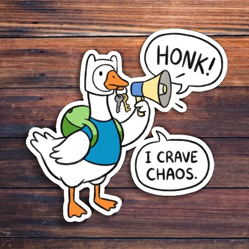I Crave Chaos Goose Sticker, Adventure Time Goose, Anarchist Sticker, Funny Sticker, Funny Animal Stickers, Meme Sticker Gift Idea