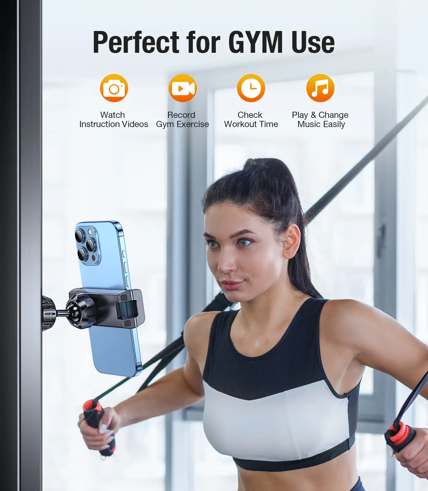 Coolpow Magnetic Phone Holder for Gym Strong Magnets Tripod Mount Ring, Metal Surface Attach Workout Phone Stand, Fitness Phone Holder for Training Recording, Hands-Free Adjustable Phone Mount for Exercise, Portable Gym Accessory Essentials,