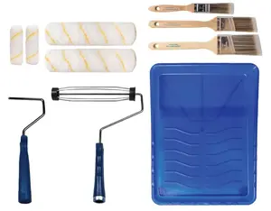 Paint Roller Set, Paint Brush, Paint Tray - 10 Piece Set - Roller Paint Brush - Wall Painting Roller Naps for Professional or Home Owners