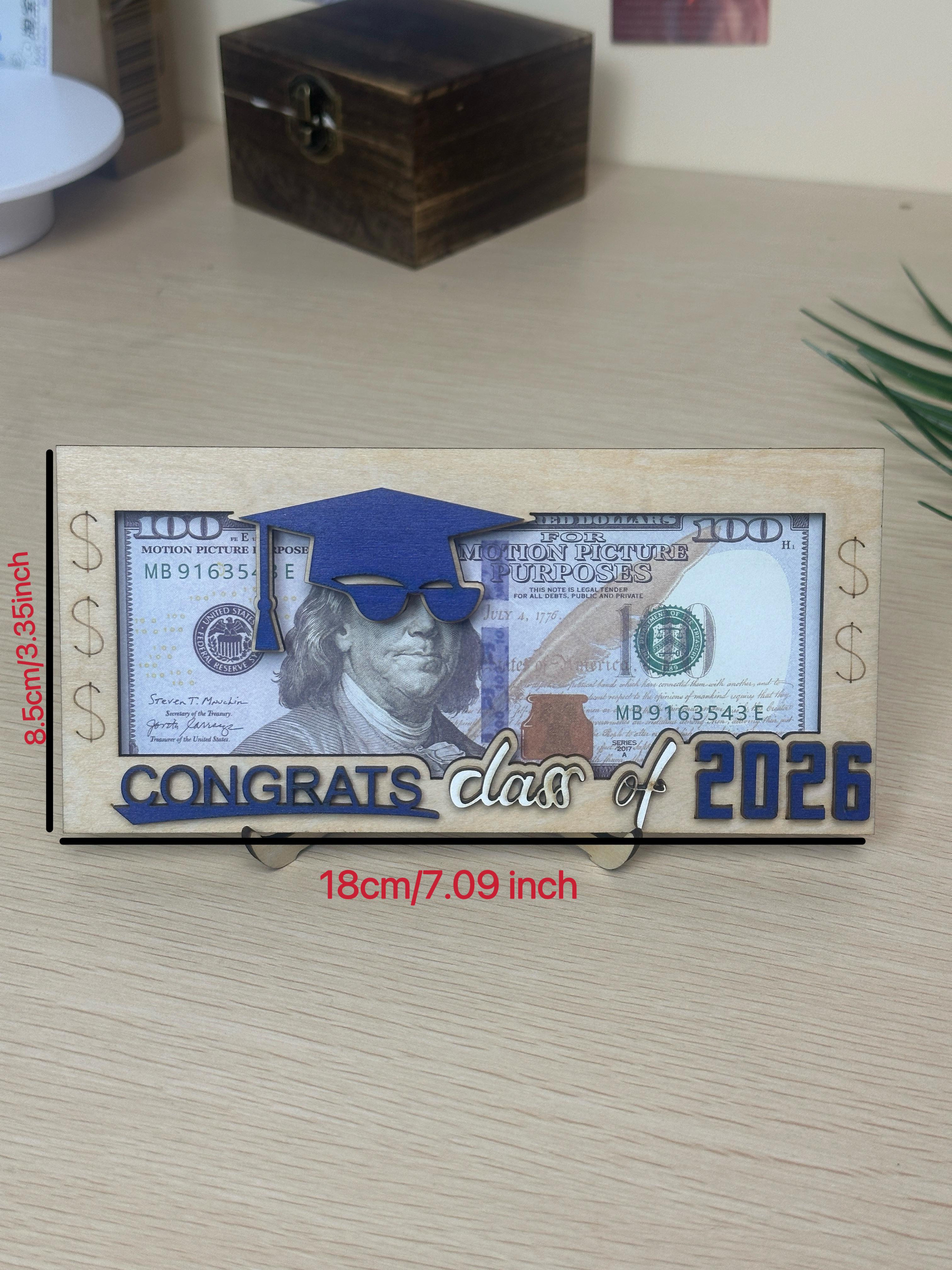 Graduation 2026 Money Holder-Unique Wooden Cash Gift Box for Class of 2026, Creative Graduation Gift for Seniors