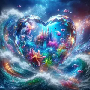 Mermaid & Underwater Castle Pattern DIY Crafting Diamond Arts Colorful Decorative Painting Kit without Frame, DIY 5D Diamond Arts Colorful Painting Kit, Wall Art Decor for Home
