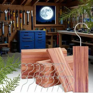 18 Pack Natural Cedar Wood Blocks for Closet Storage, Aromatic Red Cedar Hang Ups for Clothes Protection, 100% Pure Cedar Planks for Wardrobe Organization, Reusable Cedar Accessories for Freshness roach  away pest  conteol effective cockroach control