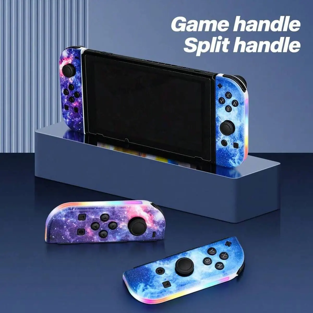 Small Pink Wireless Game Controller Pair, Starry Sky Color RGB Light Effect L/R Joypad-Style Controllers For Compatible Handheld Consoles