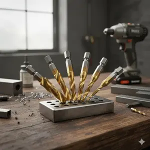 Professional Titanium Coated HSS Tap & Die Set, 6-Piece M3-M10, Hex Shank, High Temp & Corrosion Resistant, Metalworking, Automotive Repair, Compatible with Impact Drills, Precision Industrial Tools