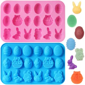 Easter 2 Pack 3D Silicone Rabbit Bunny Egg Gummy Molds for DIY Gummies Jello Ice Cube Jelly Chocolate Candy Cakes Decorations