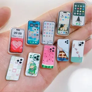 Mini Acrylic Phone Display Props, Set of 5-10 Pieces, Ideal for Dollhouse Miniature Decor & Model Store Window Displays