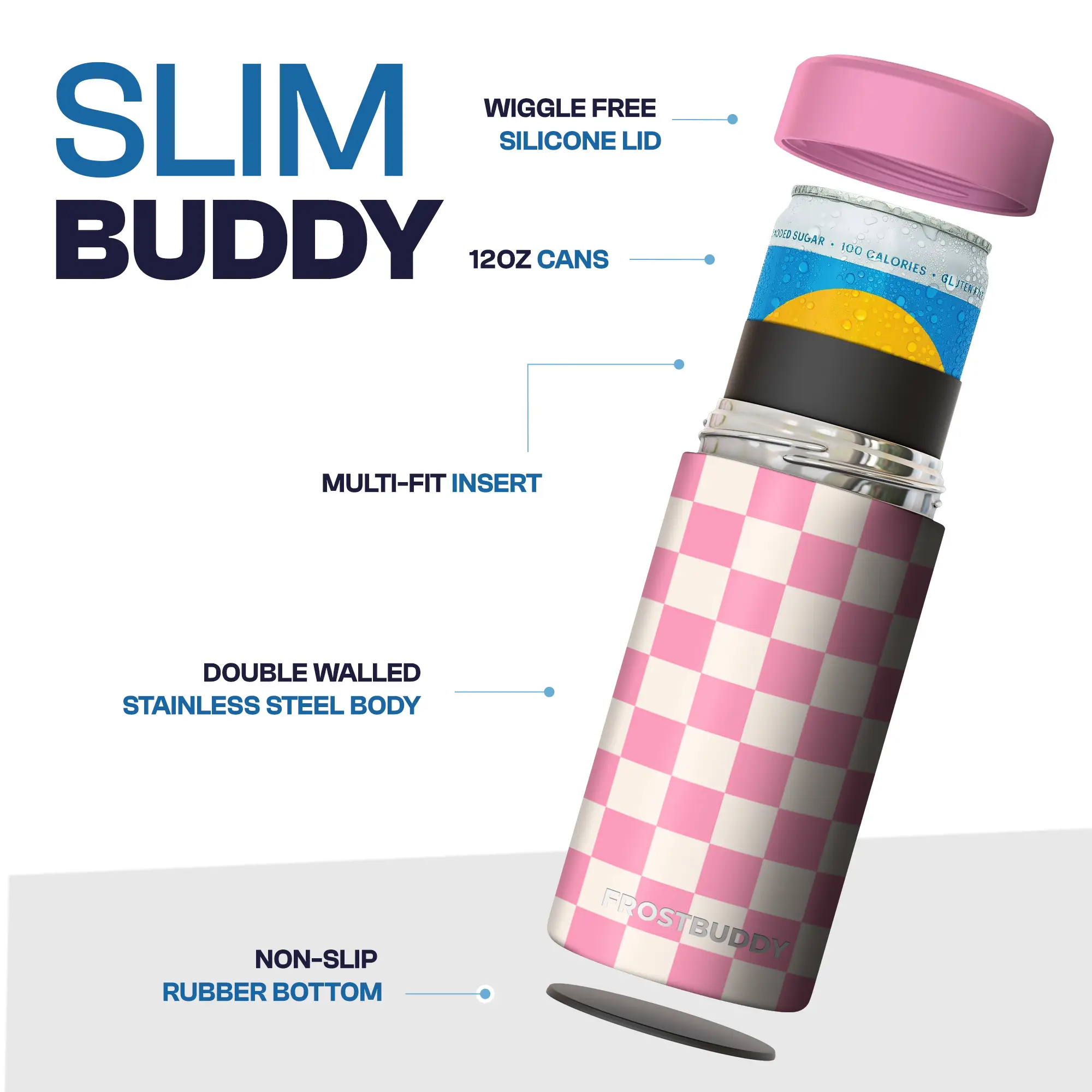 Universal Slim | Fits 12oz Slim Cans | 7.5oz Mini Cans | 7.5oz RedBull | Double Wall Insulated Drinkware