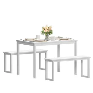 Nicole Selection Vintage Dining Set for 4 - Space Saving Kitchen Table with 2 Benches, 70KG Load, Easy Assembly, Small Apartment Friendly