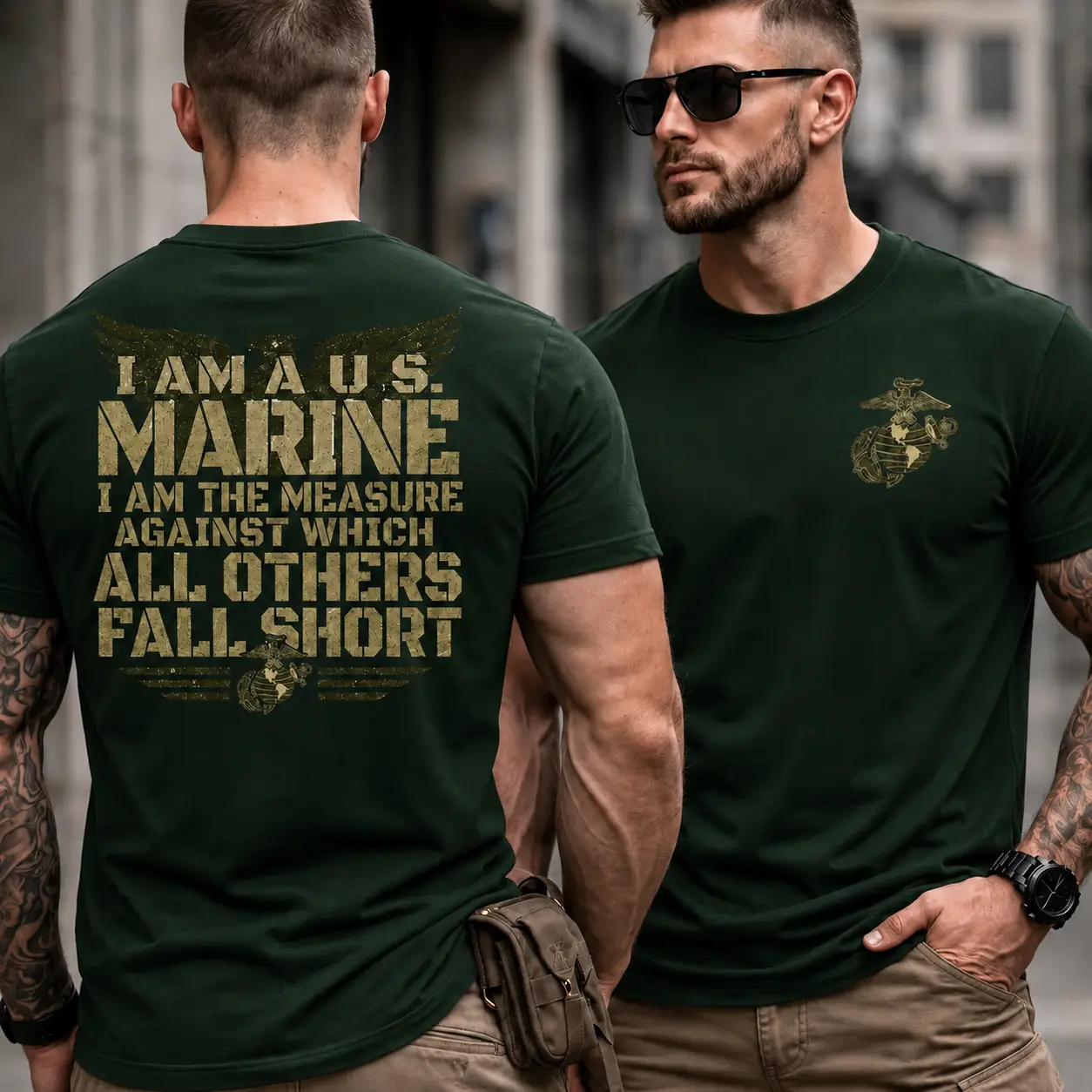 US Marine Corps Veteran Shirt, I Am a U.S. Marine All Others Fall Short T-Shirt, Front & Back Print, Military Gift for Men, Gift For Men