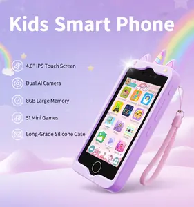 Kids Smart Phone for Girls, 4.0" IPS Touch Screen Unicorn Toy Phone with Dual AI Camera & 8GB Memory, 51 Games Music Player, Educational Learning Gift for Ages 3-9 Birthday Surprise