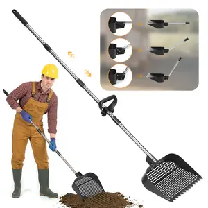 PETCOZIFE Chicken Poop Scooper & Rake 2-in-1, Sand Sifting Shovel with Adjustable Length, Multi-Angel Adjustment, Sand & Sifting Shovel for Dog/Poultry Waste Removal