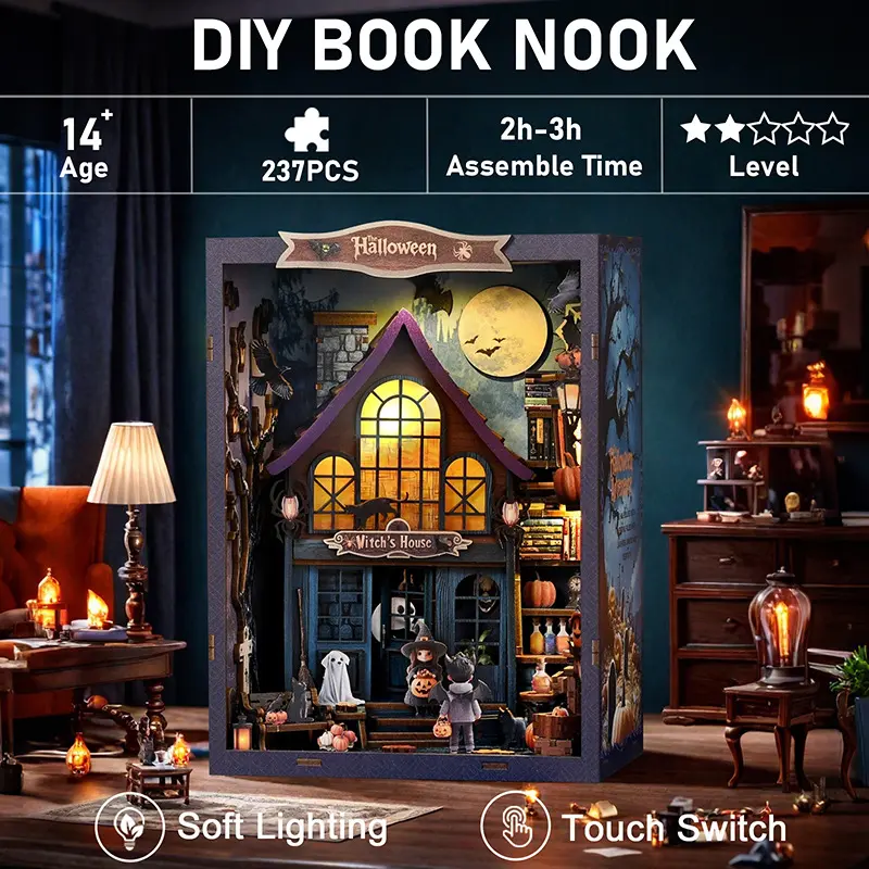 DIY Castle Wonderful Night Halloween House Desktop Ornaments Toys 3D Stereo Assembled Building Model Christmas Gift