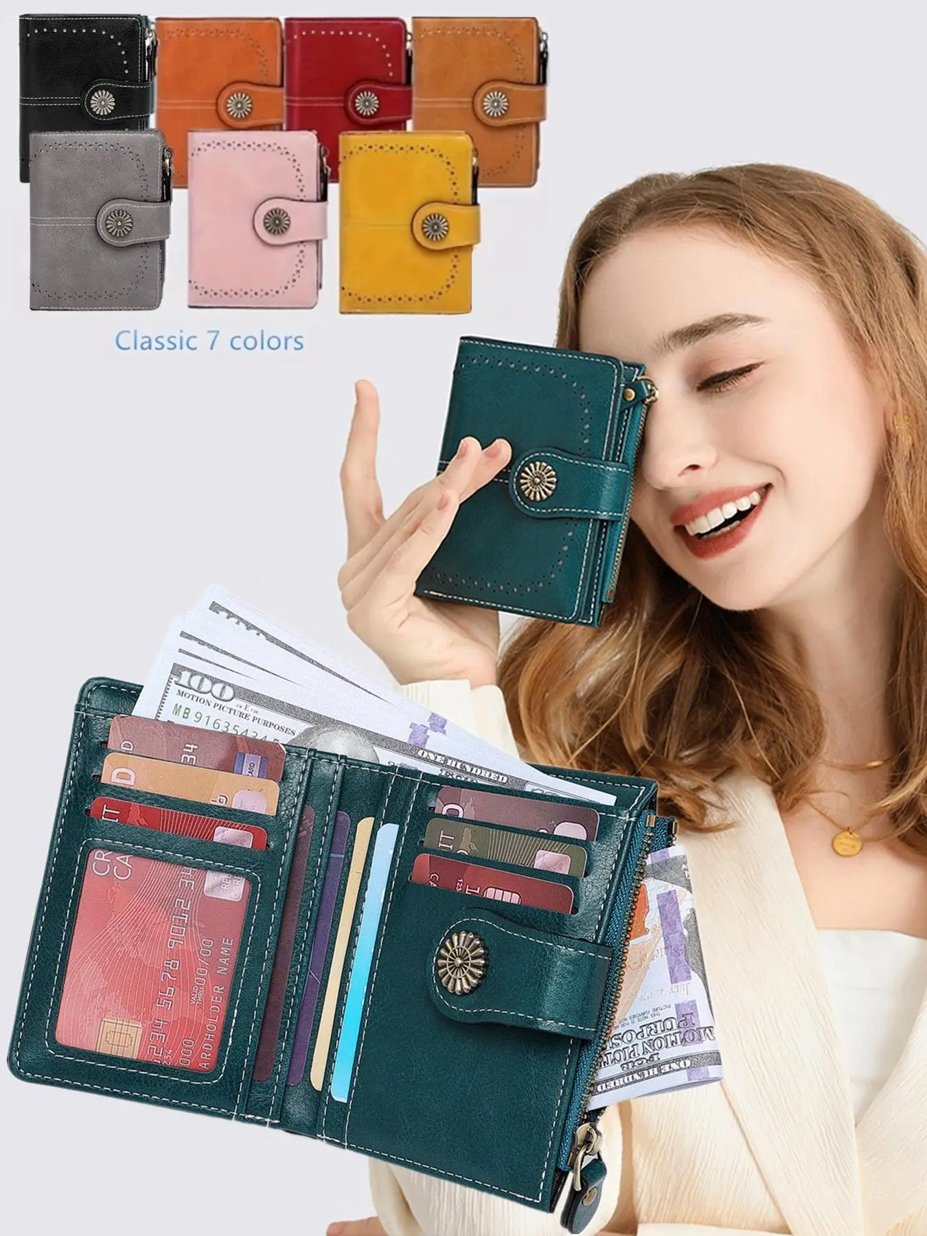 Women's Simple Plain Pu Short Wallet, Casual Trendy Card Holder, Multifunctional Coin Card Bag for Daily Use
