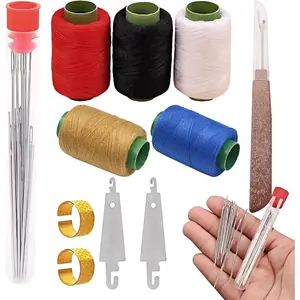 37PCS Big Eye Steel Sewing Tool Set, Needle and Thread Kit, Threader and Needle Repair Kit Stainless Steel Needles for Hand Sewing
