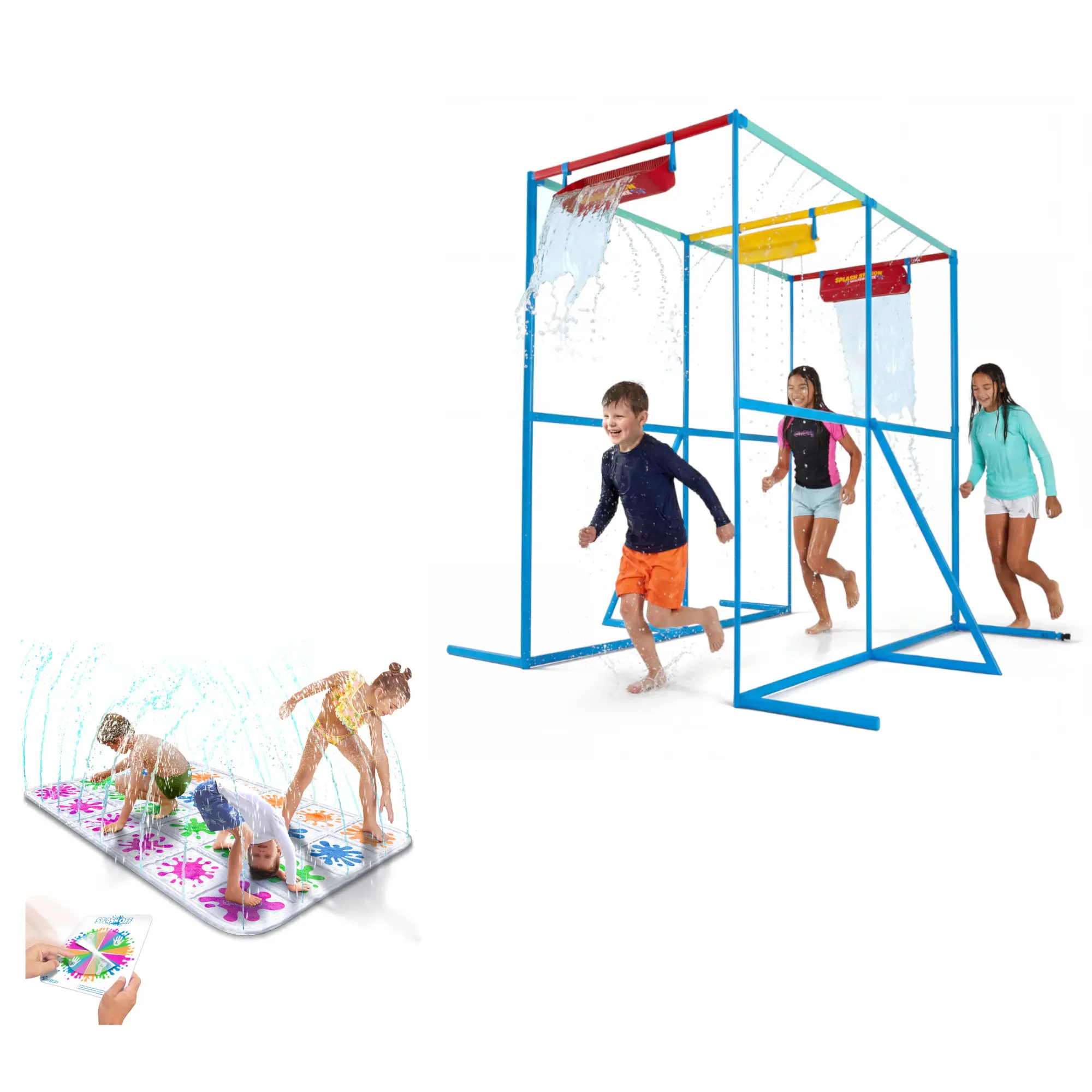 GoSports Splash Station Waterpark XL with GoFloats Splash Off Game Mat - Backyard Water Park for Kids, Outdoor Water Play Equipment with Sprinklers & Buckets, 3+ Years, Splashing Mats