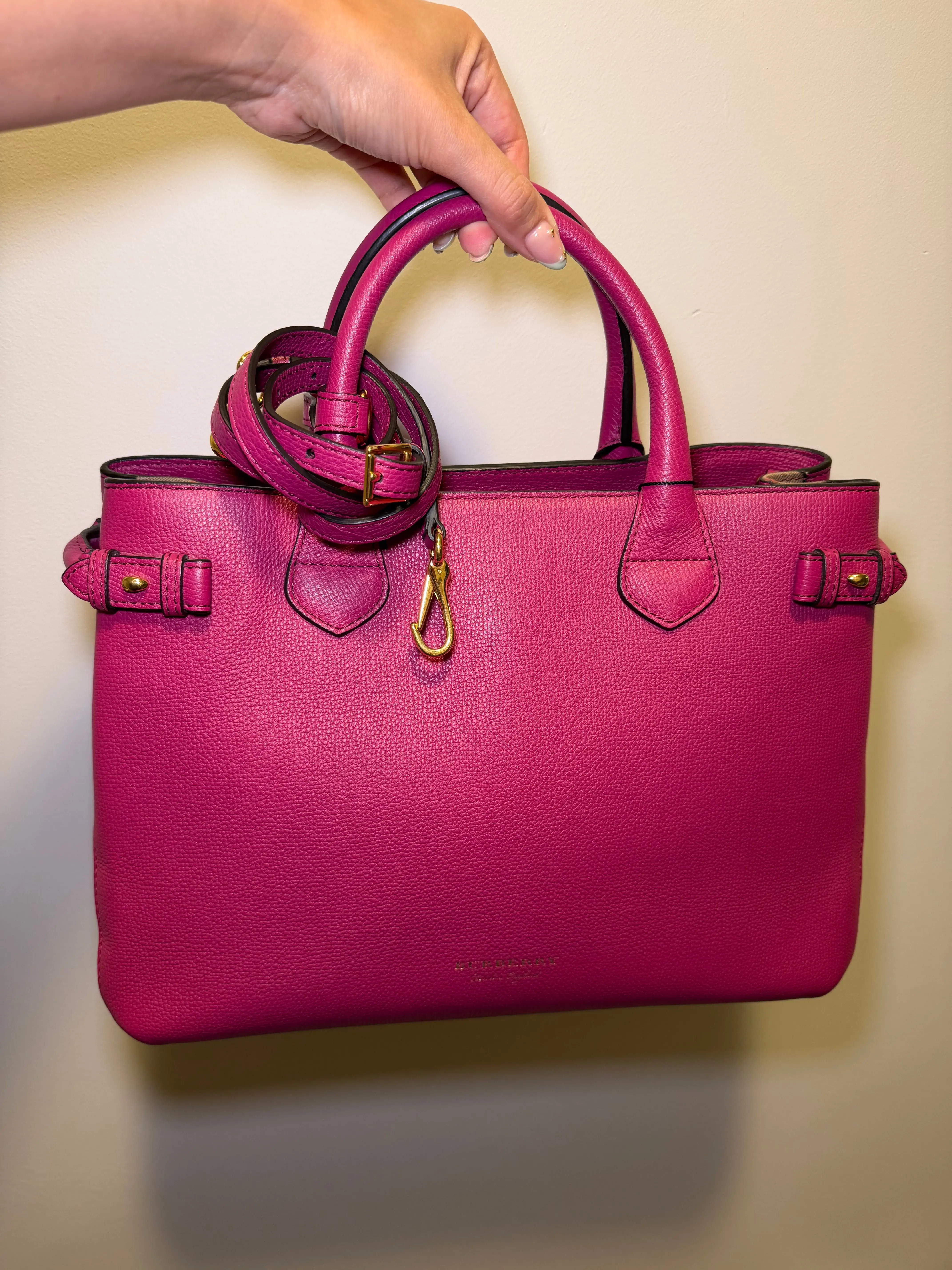 Pre-owned BURBERRY leather satchel Fuchsia Satchel/Crossbody Bag