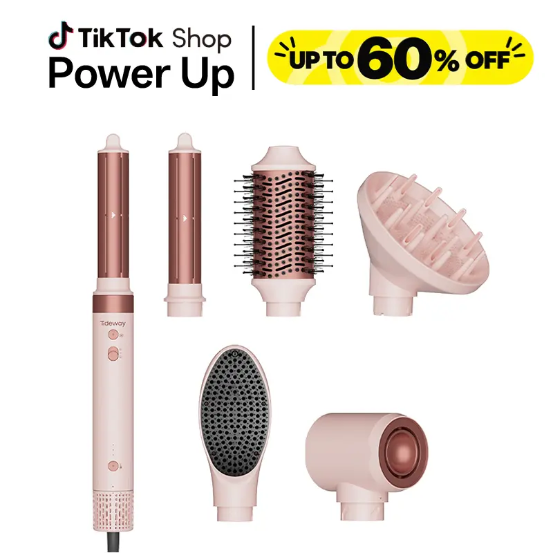 Tideway Prowaver 6-in-1 Ionic Hot Air Styler Wrap - Hair Styling Tool with Auto-Wrap Curlers, Blow Dryer Brush, Thermal Blowout Brush, Dual Voltage (100-240V) Global Appliance, Travel Bag, Frizz-Fighting for Frizzy Hair, Curling & Volume Boost techvibes
