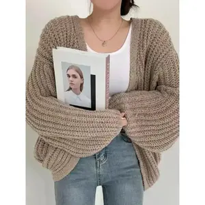 2025 Vintage Harajuku Lantern Sleeve Women Cardigan Sweater Casual Korean Fall Streetwear Tops Coat Chic Lazy Wind Y2k Sweater(Sheet)