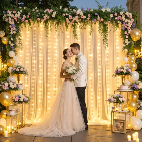 2 Panels 10ft×5FT Tulle Backdrop Curtain with Lights String for Parites 10×5ft Sheer Backdrop Curtains Curtain Backdrop for Wedding Baby Shower Birthday Party Photo Shoot Decorations,friendsgiving,christmas decoration