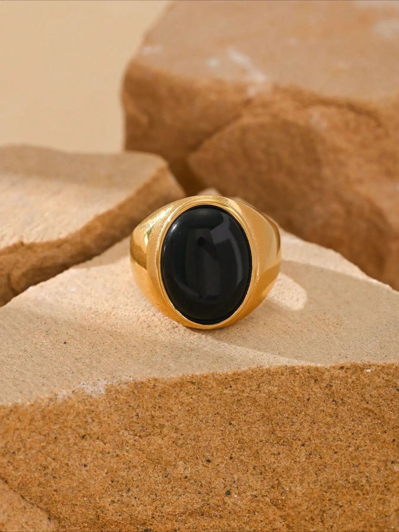 1pc Dark Retro Style Stainless Steel Black Cat Eye Stone Inlaid Snake Pattern Men's Ring, Vintage Rings, Beautiful Rings, Elegant Fashion Rings, Suitable for Daily Commuting Wear