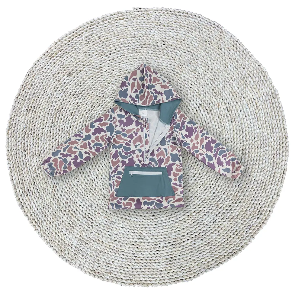 Boys Baby Little Kids Toddler Green Camouflage Hunting Season Zip Pocket Hooded  green purple Hoodie Pullovers Tops