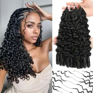 Hot Star Burmese Curly Crochet Human Hair Feather Crochet Bundles Invisible Miracle Knots Crochet Braids Reusable Natural Black