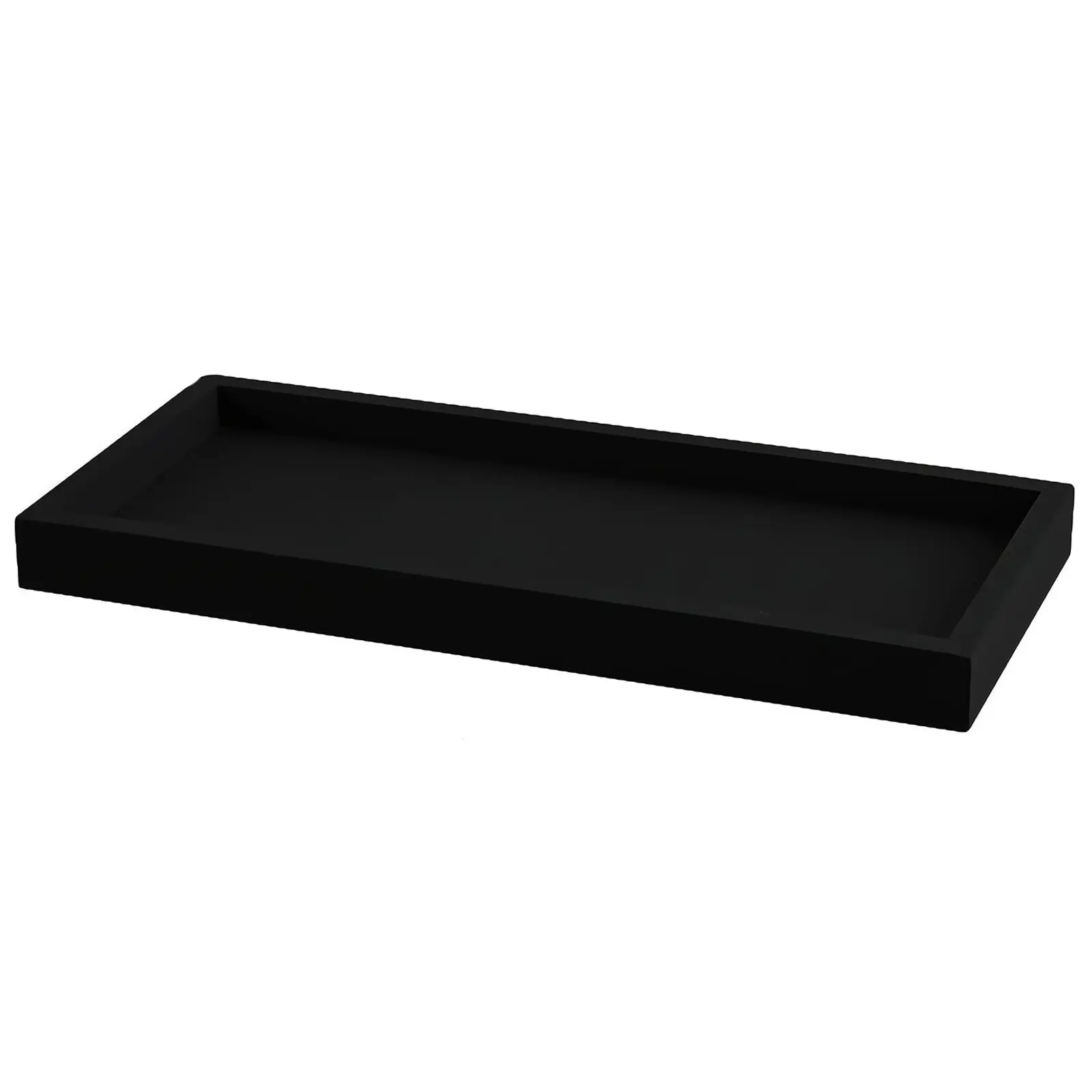 Black Silicone Bathroom Organizer Tray - 11.8x5in Accessory for Sink, Kitchen Soap Holder, Bedroom Decorative Organiser (1 Piece)