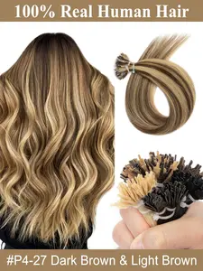 50 Strands R Tip Keratin Human Hair Extension, Hot Fusion Hair Extensions 30g/pack, 12-20 Inch, Adds Volume & Length, Blonde