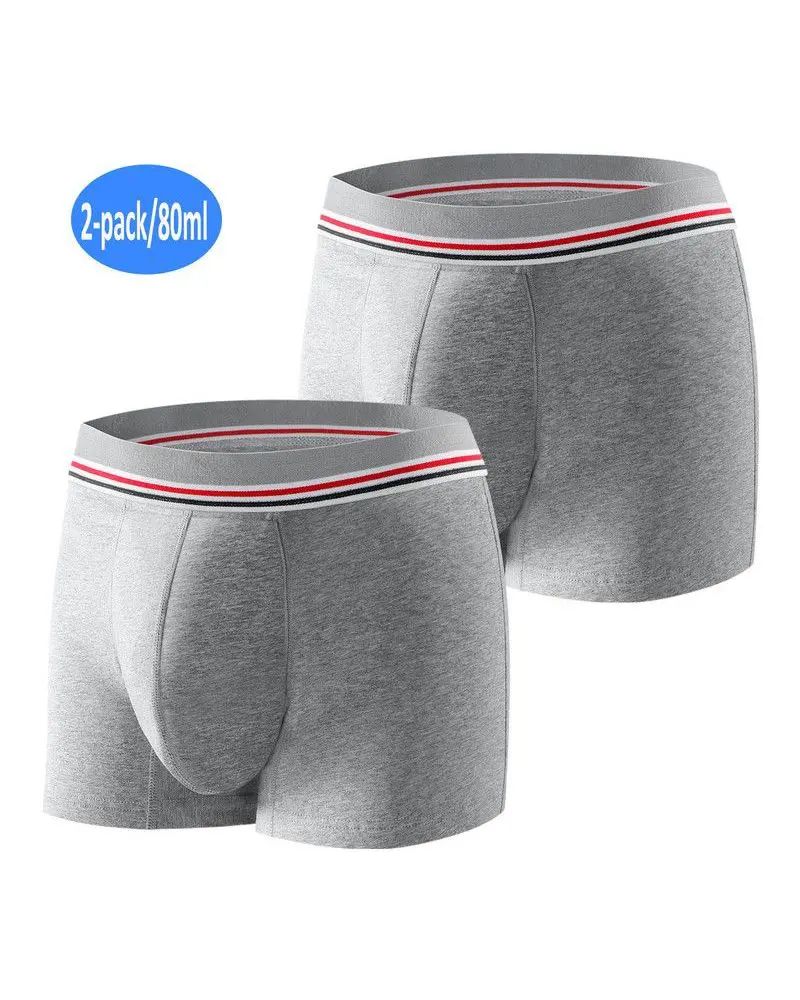 CARER 2-Pack Washable Incontinence Underwear for Mens Reusable Leakproof Incontinence Boxer Briefs with 3oz Absorbency for Bladder Leakage Gray S, Fabric, Breathable, Menswear, Regular Fit