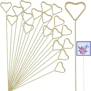 Metal Wire Floral Place Card Holder, Heart Shape Photo Memo Holder, Floral Card Holder Clip for Weddings Parties Birthdays Offices