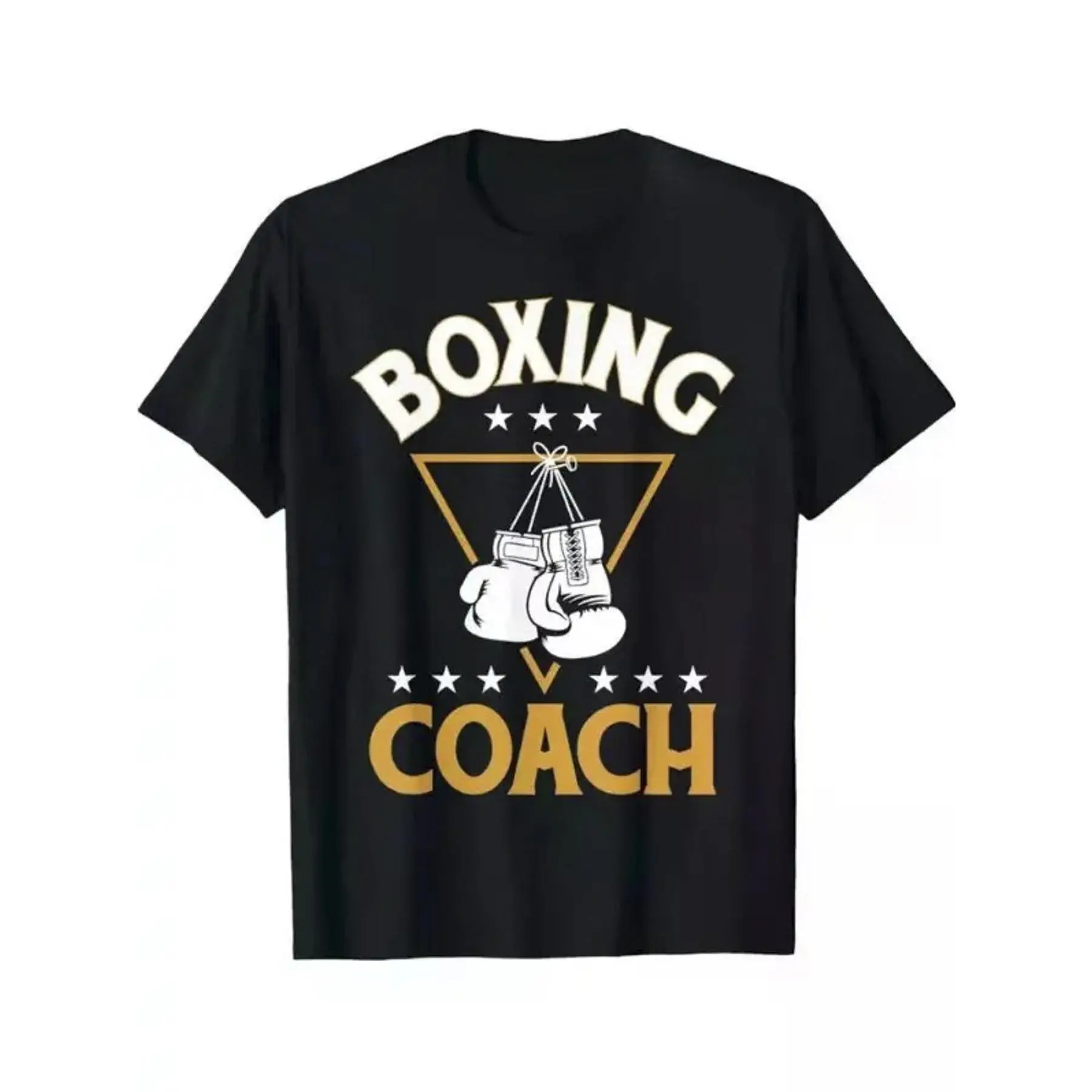 Men's Graphic Tees Men's Boxing Coach Graphic T-Shirt - Black  Casual Tee With Bold "BOXING COACH" Print, Round Neck, Short Sleeve, All-Season Wear For Kickboxing Gym Or Fans