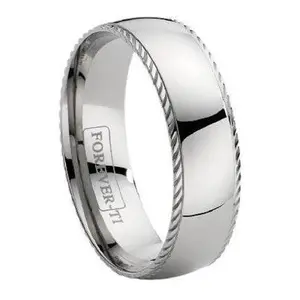 Titanium Wedding Band with a Decorative Ridge-7mm