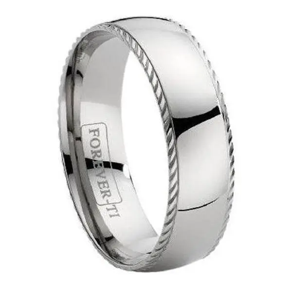 Titanium Wedding Band with a Decorative Ridge-7mm