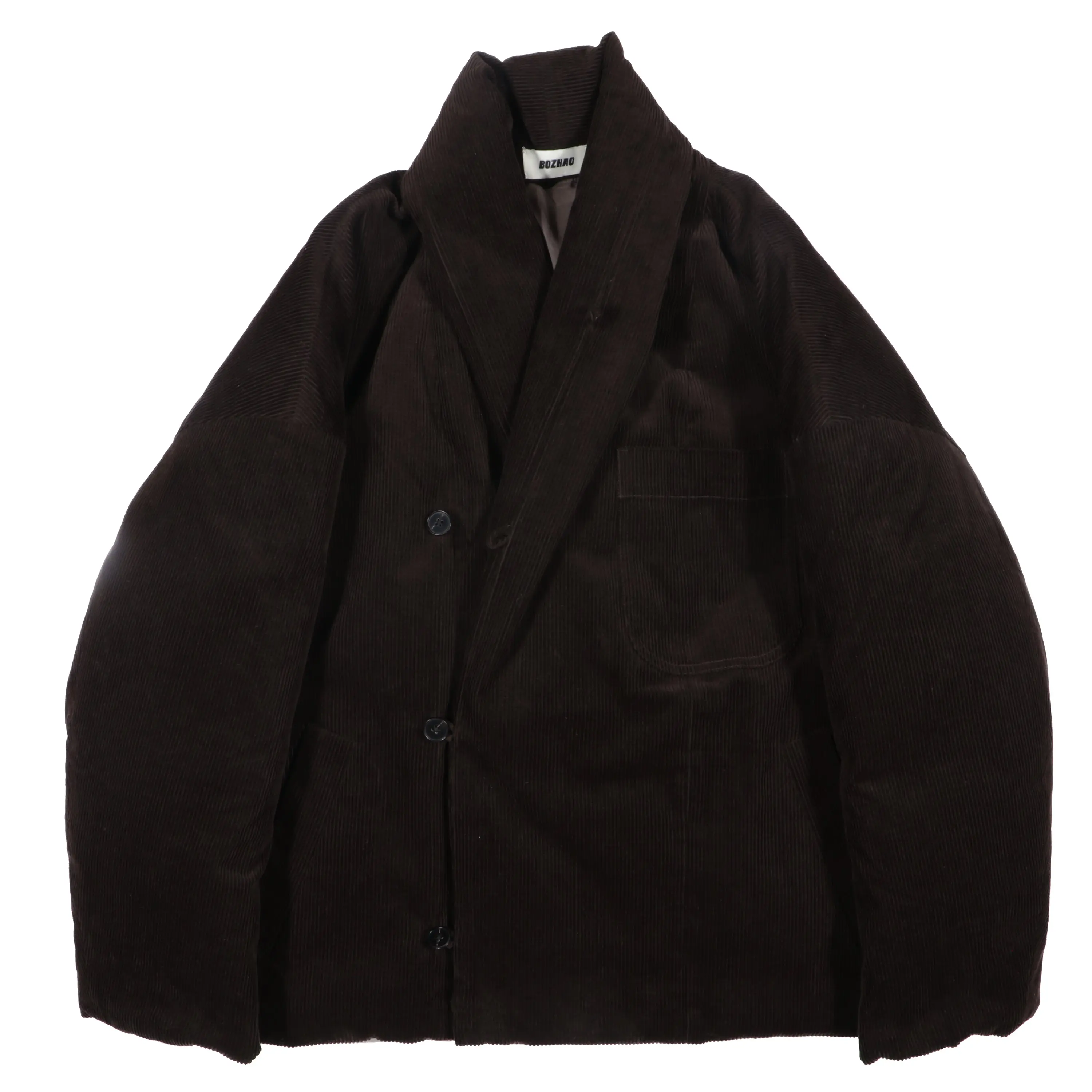 Mandarin Winter Puffer - 100% Cotton Corduroy Jacket with 95% White Duck Down & 5% Feather Filling for Warmth and Comfort
