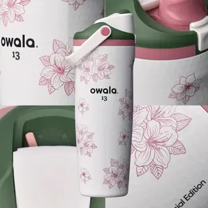 Owala FreeSip Sway 30oz Azalea 13 Zalea Masters Theme Golf Water Bottle NEW Gift - 2-in-1 Sip or Chug, Leak-Proof, BPA-Free, Elegant Floral Design