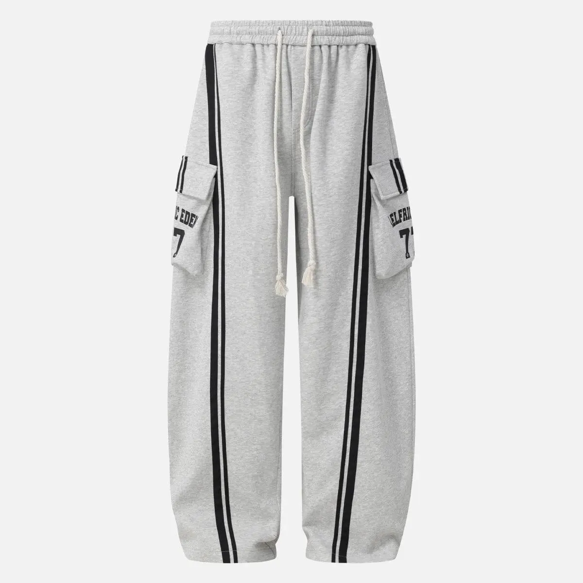 Aelfric Eden Menswear Striped Panel Baggy Sweatpants - Oversized Wide-Leg, Side Stripe Panel, Cargo Pocket, Graphic Tapered, Unisex Streetwear Clothing for Men's Bottoms Clothes