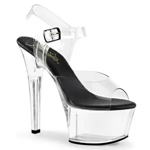 Women's Elegant 6-Inch High Heels, ASPIRE-608 Clear-Black Platform Footwear
