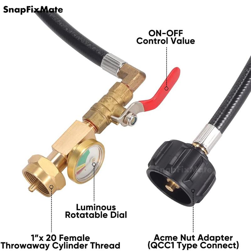 36 Inch Propane Gas Tank Adapter Connector, High Pressure Camping Grill, Snapfixmate Refill Adapter Hose with Pressure Gauge, Propane Gas Tank Adapter Connector with On-off Control Valve, Outdoor Camping Kitchenware, Christmas Gift, TikTokShopBlackFriday 36 Inch Propane Gas Tank Adapter Connector, High Pressure Camping Grill, Snapfixmate Refill Adapter Hose with Pressure Gauge, Propane Gas Tank Adapter Connector with On-off Control Valve, Outdoor Camping Kitchenware, Christmas Gift, TikTokShopBlackFriday