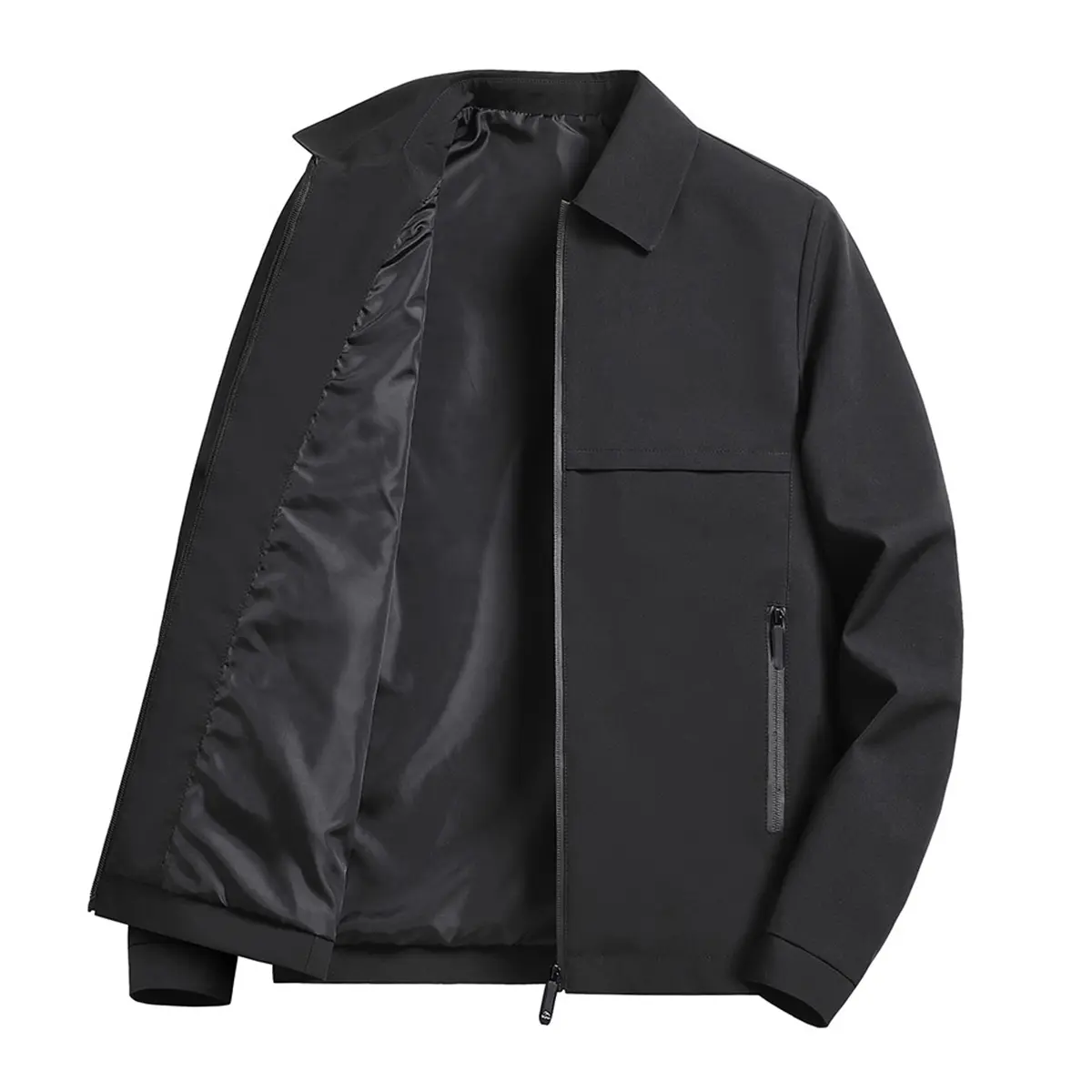 Men's Solid Baseball Jacket, Lightweight Polyester Windbreaker with a Fitted Cut for Sports, Commuting & Casual Wear, Tops, Menswear, Coats, Fashion
